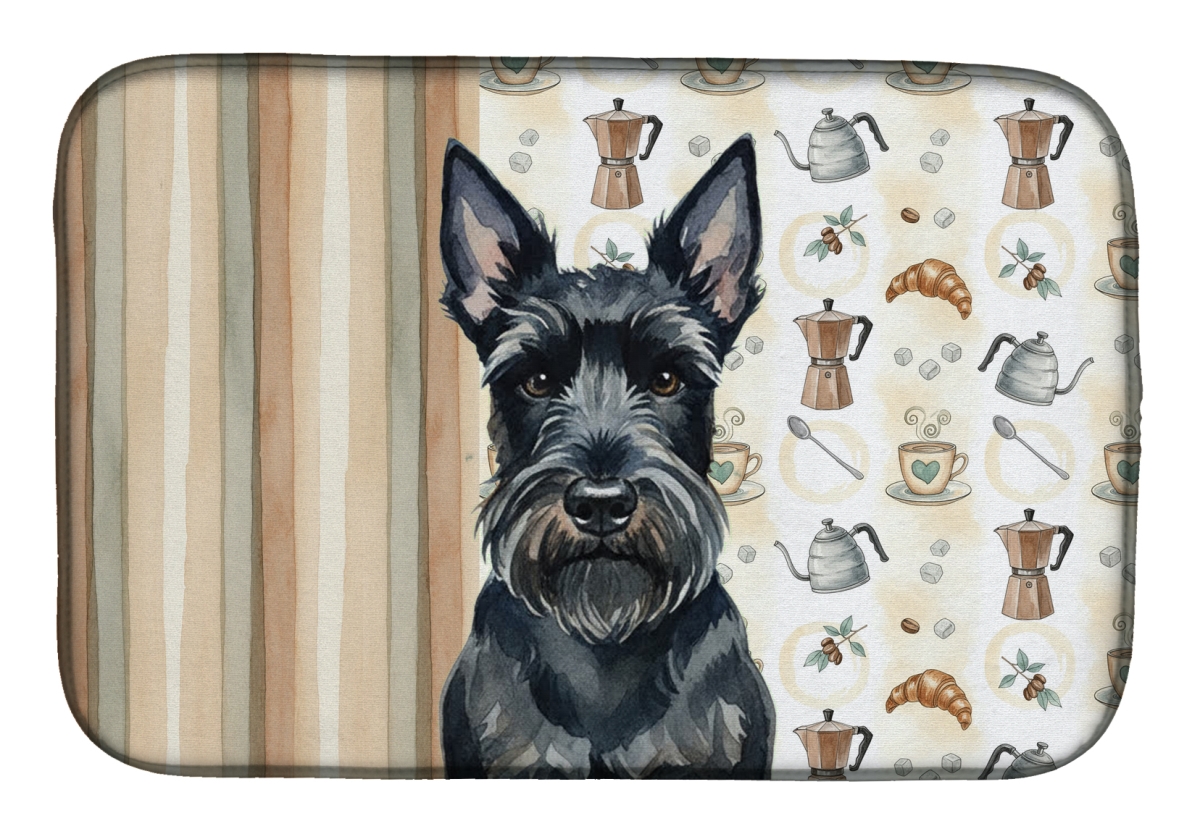 Picture of Carolines Treasures WDK7605DDM 21 x 14 in. Scottish Terrier Coffee Bar Dish Drying Mat