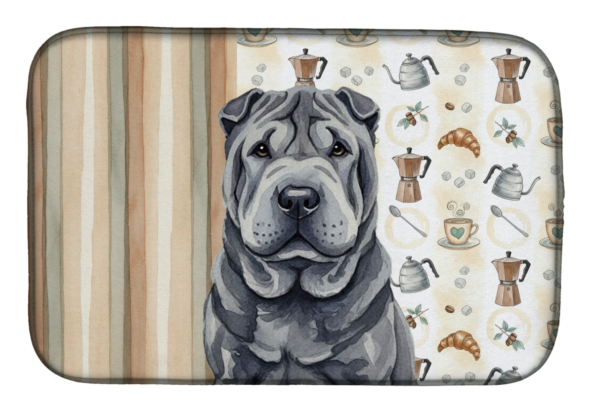 Picture of Carolines Treasures WDK7607DDM 21 x 14 in. Black Shar Pei Coffee Bar Dish Drying Mat