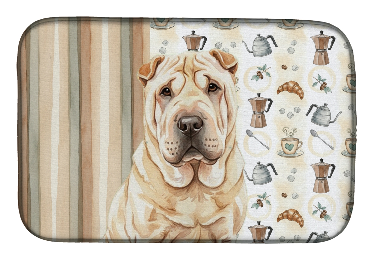Picture of Carolines Treasures WDK7608DDM 21 x 14 in. Shar Pei Coffee Bar Dish Drying Mat