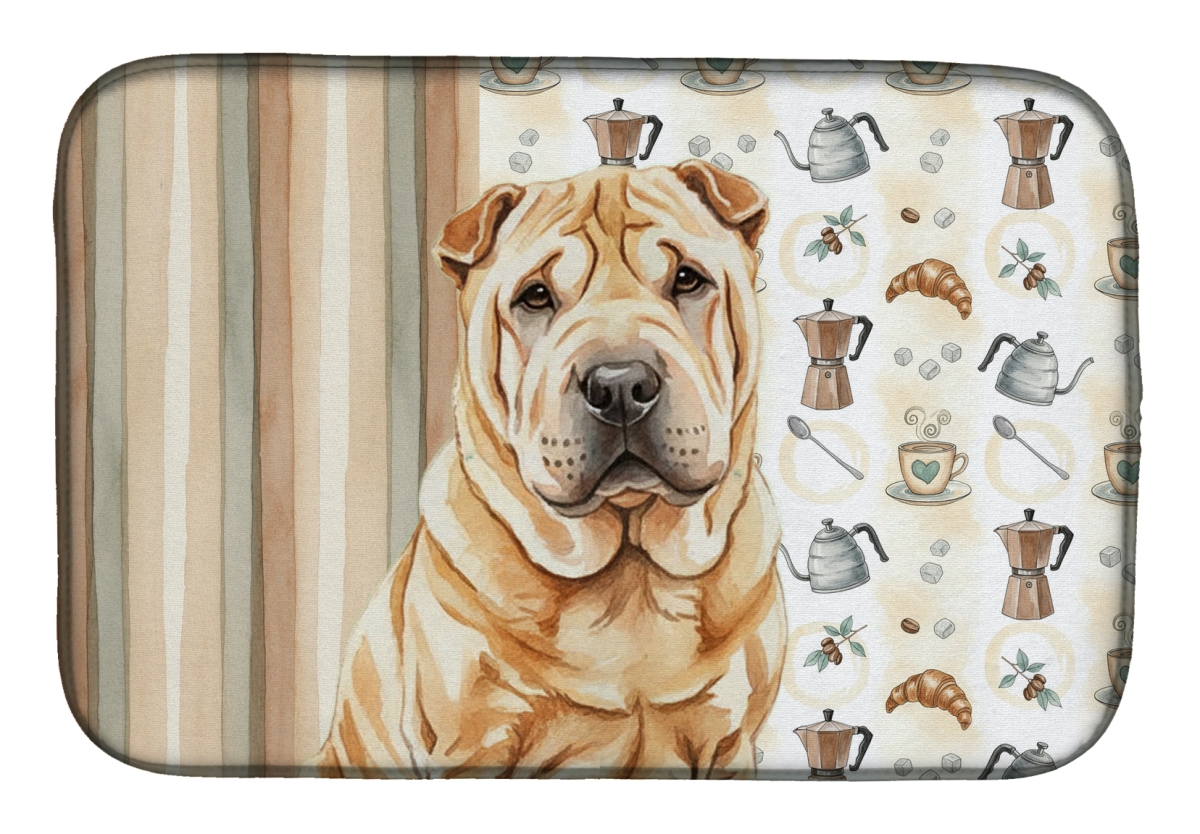 Picture of Carolines Treasures WDK7609DDM 21 x 14 in. Red Shar Pei Coffee Bar Dish Drying Mat