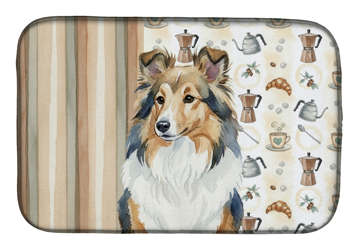 Picture of Carolines Treasures WDK7612DDM 21 x 14 in. Sable Sheltie Coffee Bar Dish Drying Mat
