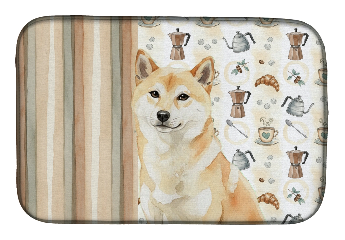 Picture of Carolines Treasures WDK7614DDM 21 x 14 in. Cream Shiba Inu Coffee Bar Dish Drying Mat