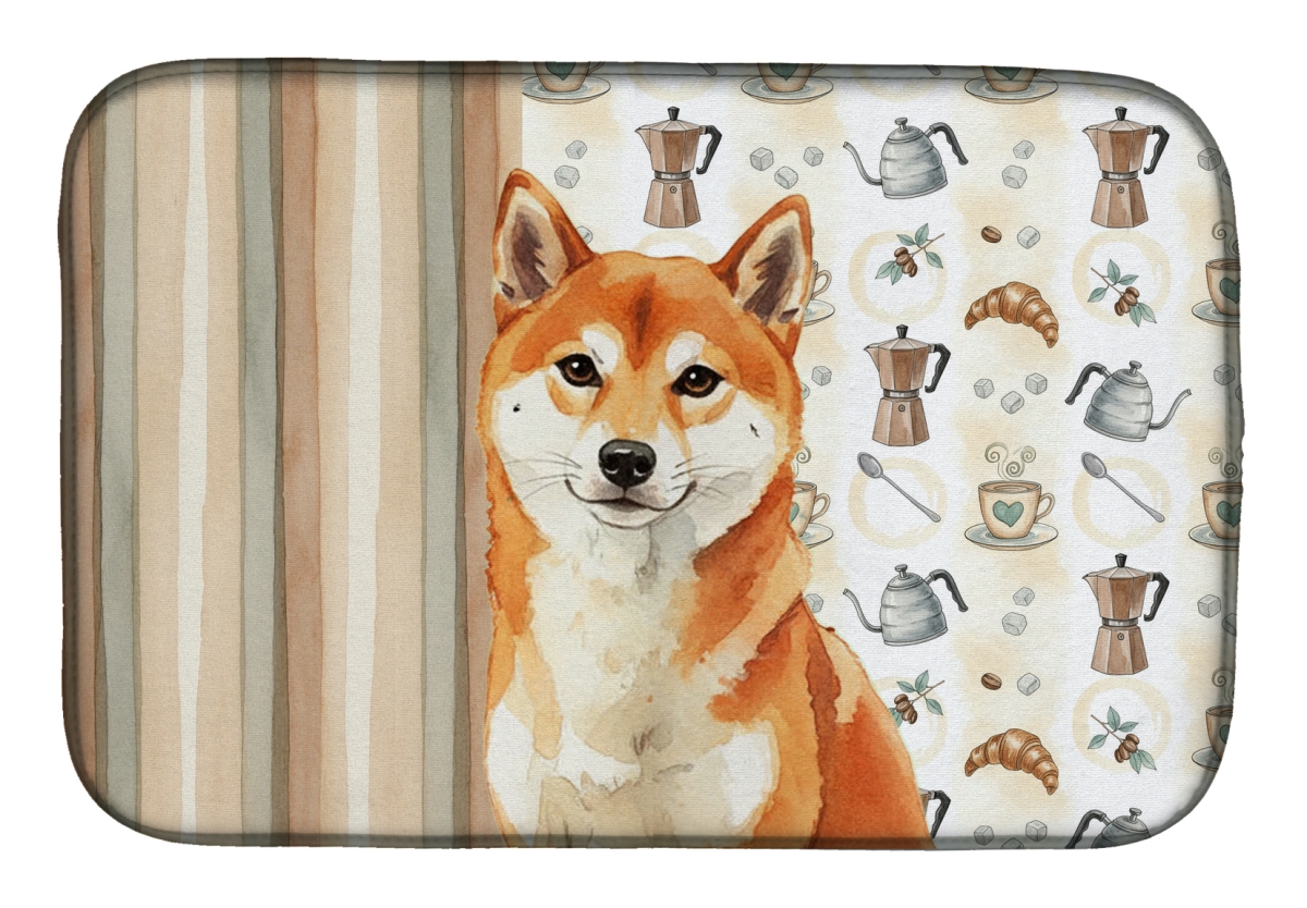 Picture of Carolines Treasures WDK7615DDM 21 x 14 in. Red Shiba Inu Coffee Bar Dish Drying Mat