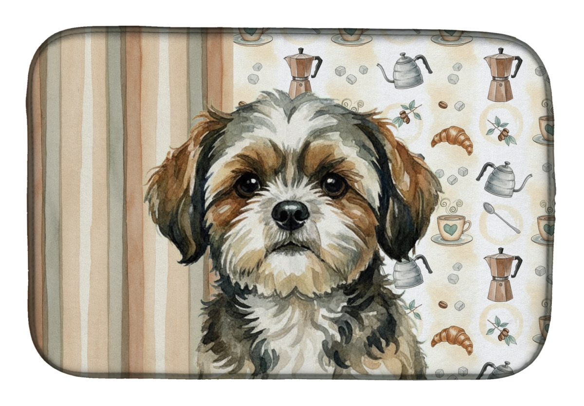 Picture of Carolines Treasures WDK7617DDM 21 x 14 in. Brindle Shih Tzu Coffee Bar Dish Drying Mat