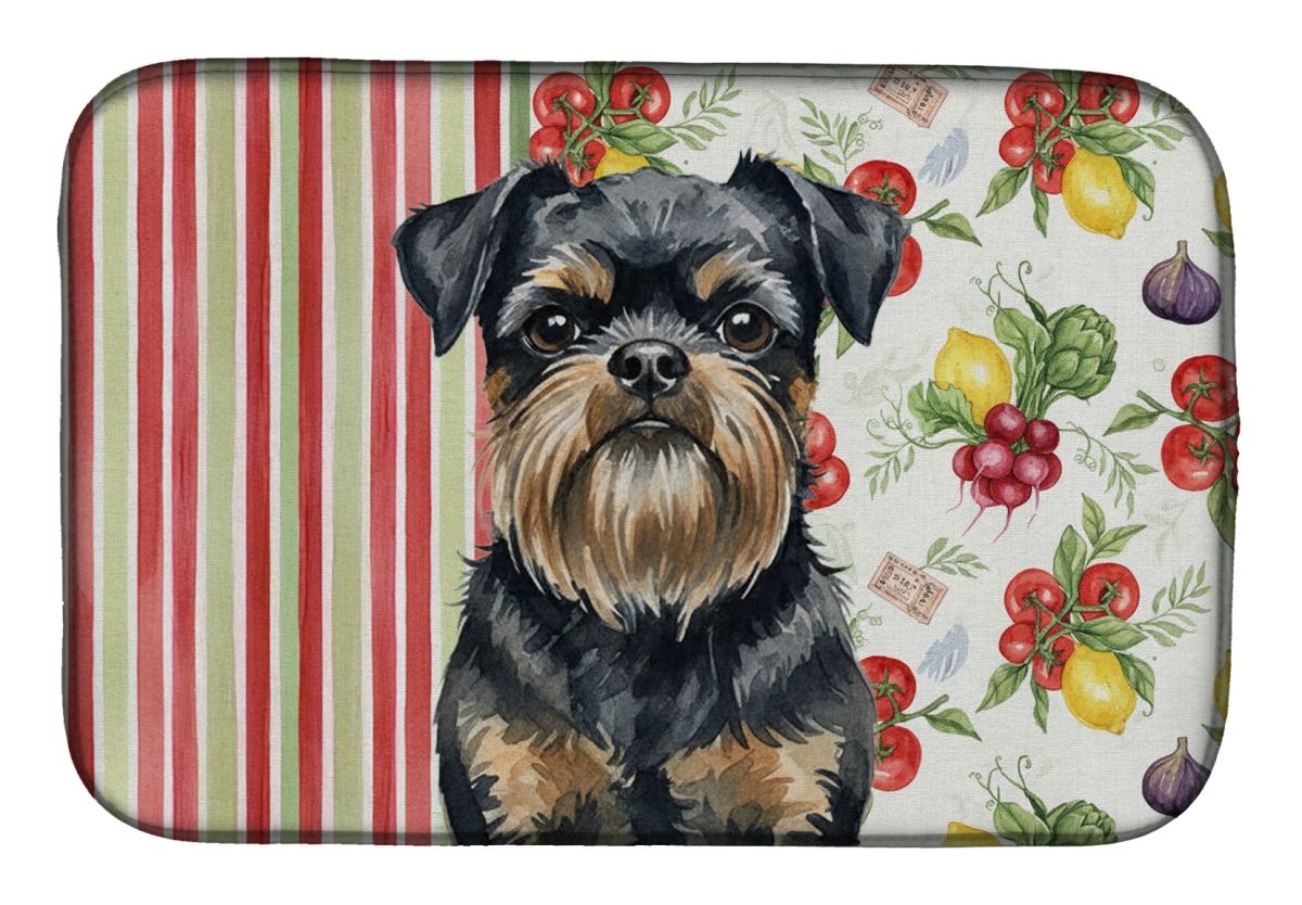 Picture of Carolines Treasures WDK8147DDM 21 x 14 in. Black & Tan Brussels Griffon Vegetables Dish Drying Mat