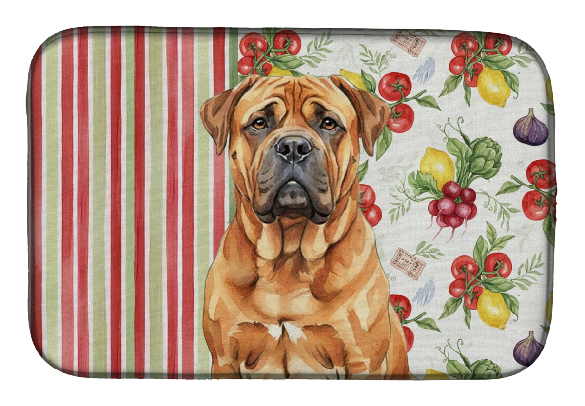 Picture of Carolines Treasures WDK8154DDM 21 x 14 in. Red Bullmastiff Vegetables Dish Drying Mat