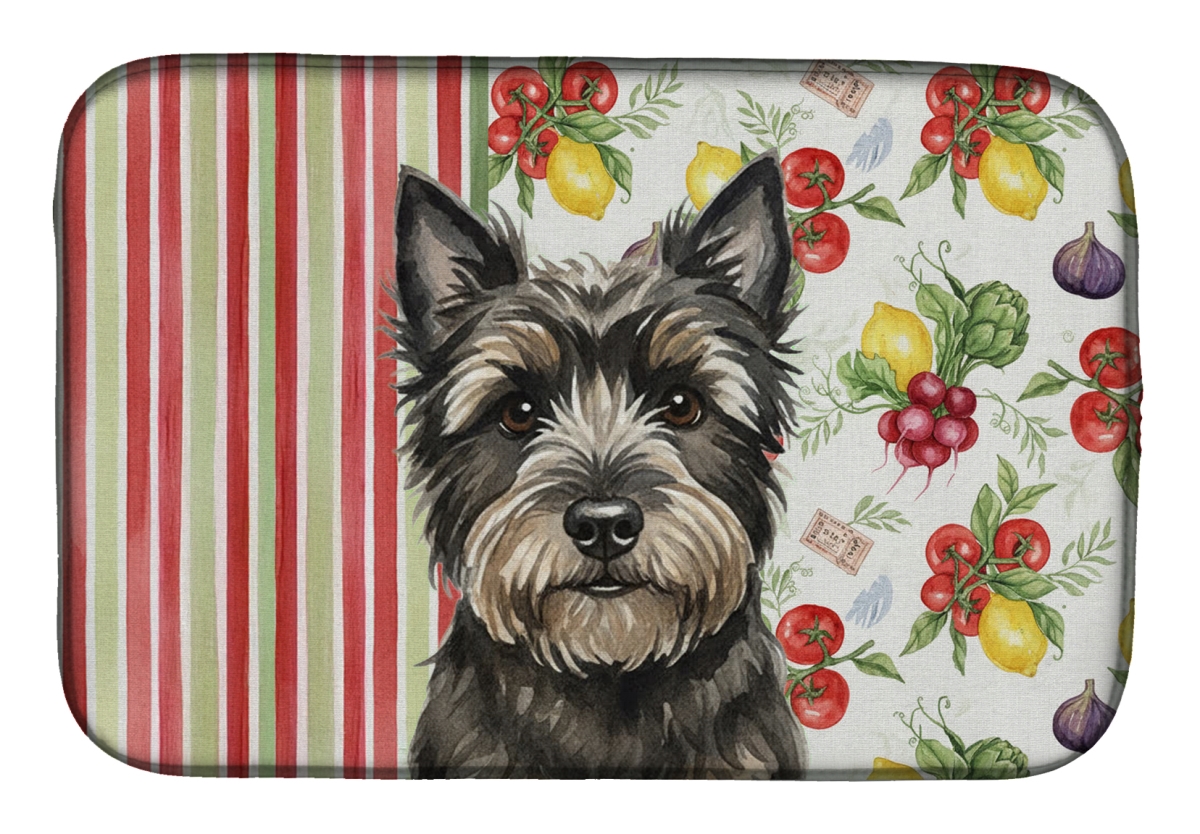 Picture of Carolines Treasures WDK8155DDM 21 x 14 in. Black Cairn Terrier Vegetables Dish Drying Mat