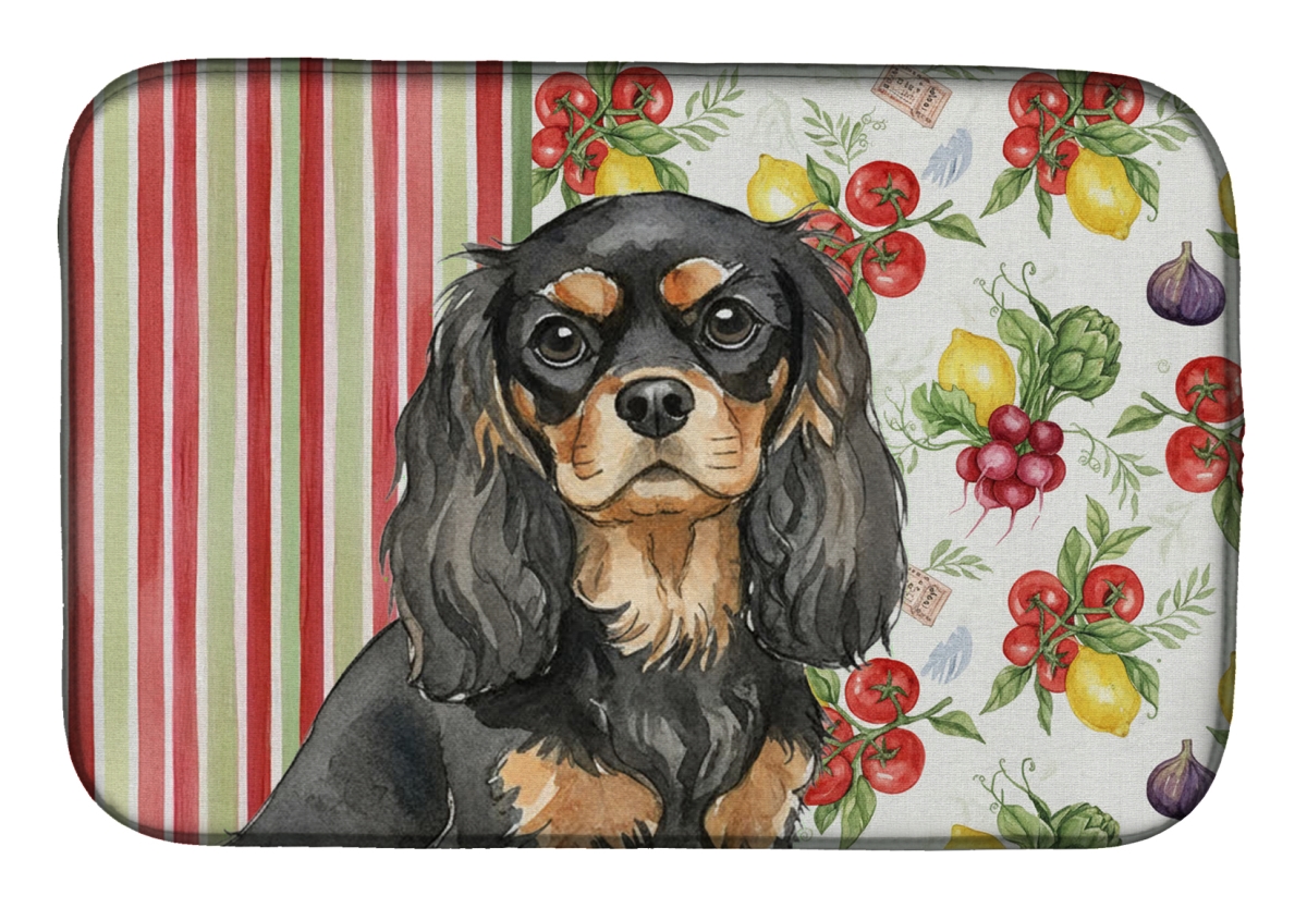 Picture of Carolines Treasures WDK8162DDM 21 x 14 in. Black & Tan Cavalier Spaniel Vegetables Dish Drying Mat