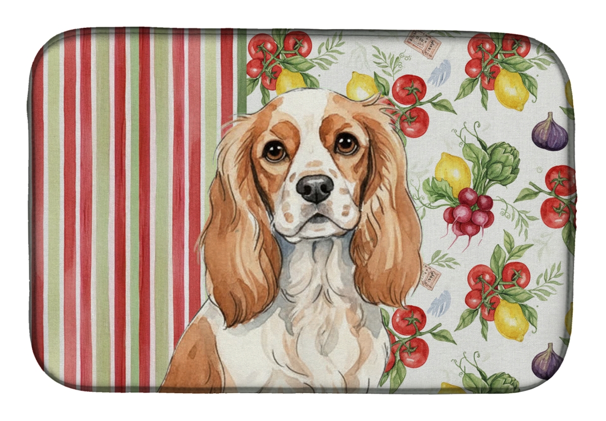 Picture of Carolines Treasures WDK8163DDM 21 x 14 in. Blenheim Cavalier Spaniel Vegetables Dish Drying Mat