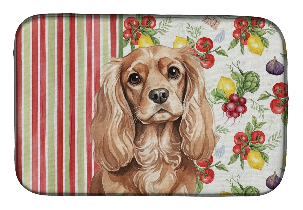 Picture of Carolines Treasures WDK8164DDM 21 x 14 in. Ruby Cavalier Spaniel Vegetables Dish Drying Mat