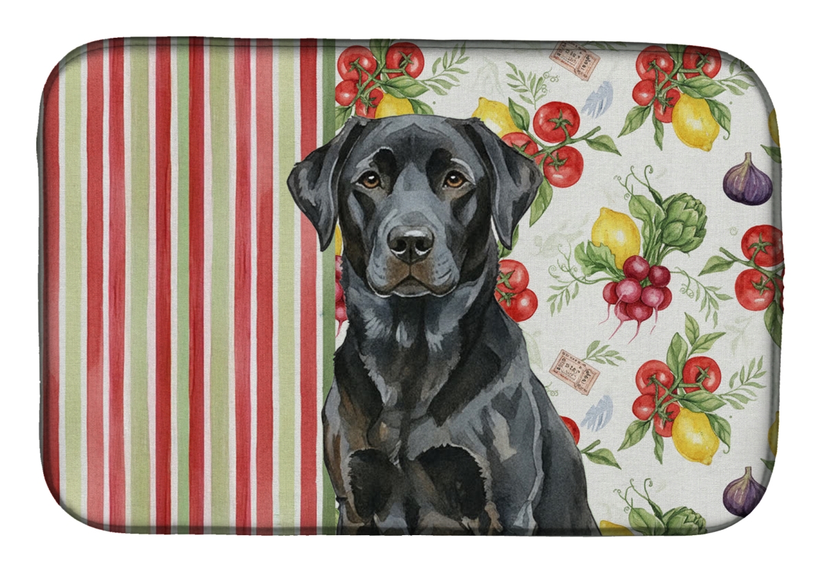 Picture of Carolines Treasures WDK8292DDM 21 x 14 in. Black Labrador Retriever Vegetables Dish Drying Mat