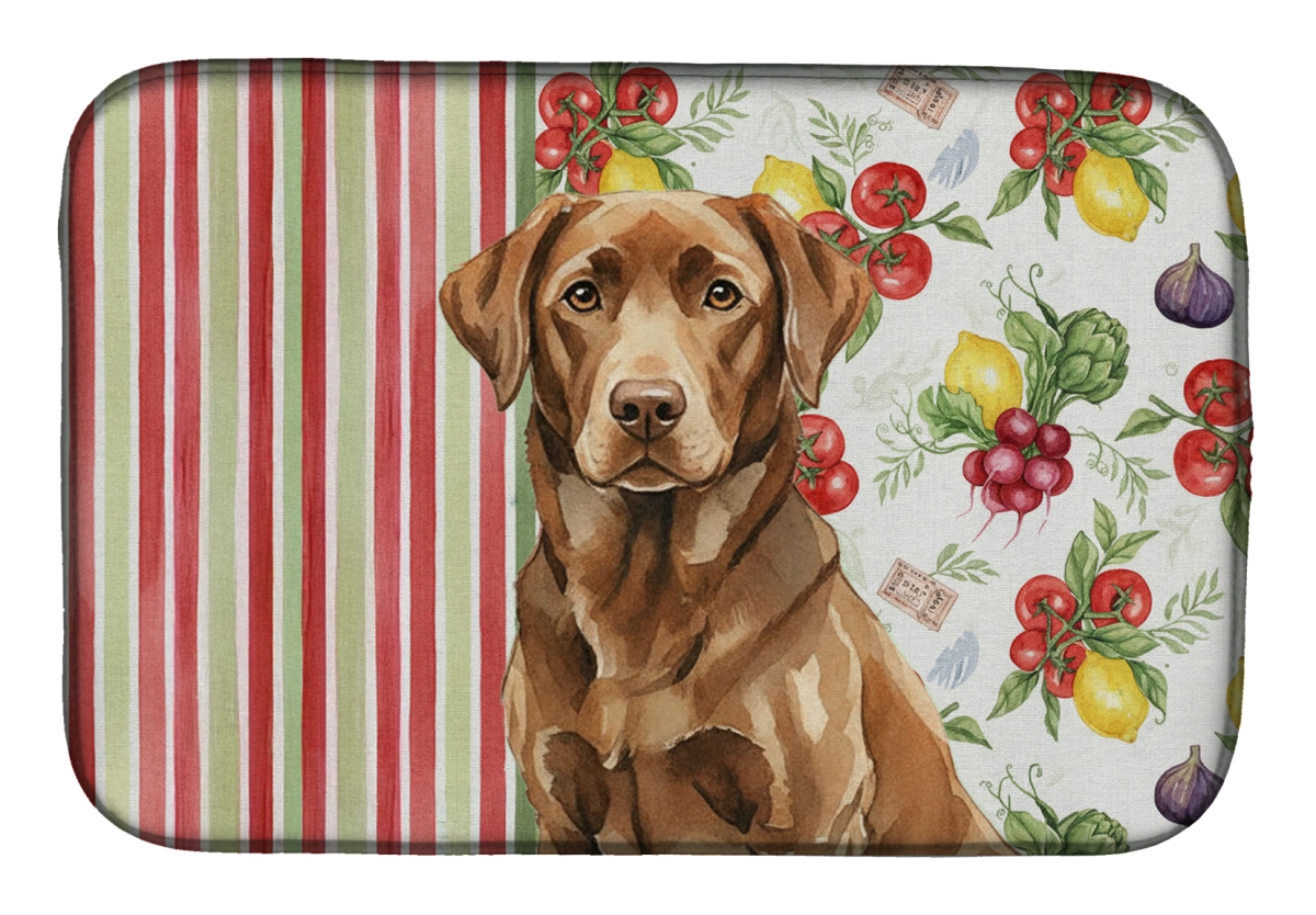 Picture of Carolines Treasures WDK8293DDM 21 x 14 in. Chocolate Labrador Retriever Vegetables Dish Drying Mat