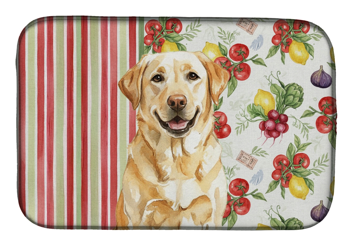 Picture of Carolines Treasures WDK8294DDM 21 x 14 in. Yellow Labrador Retriever Vegetables Dish Drying Mat