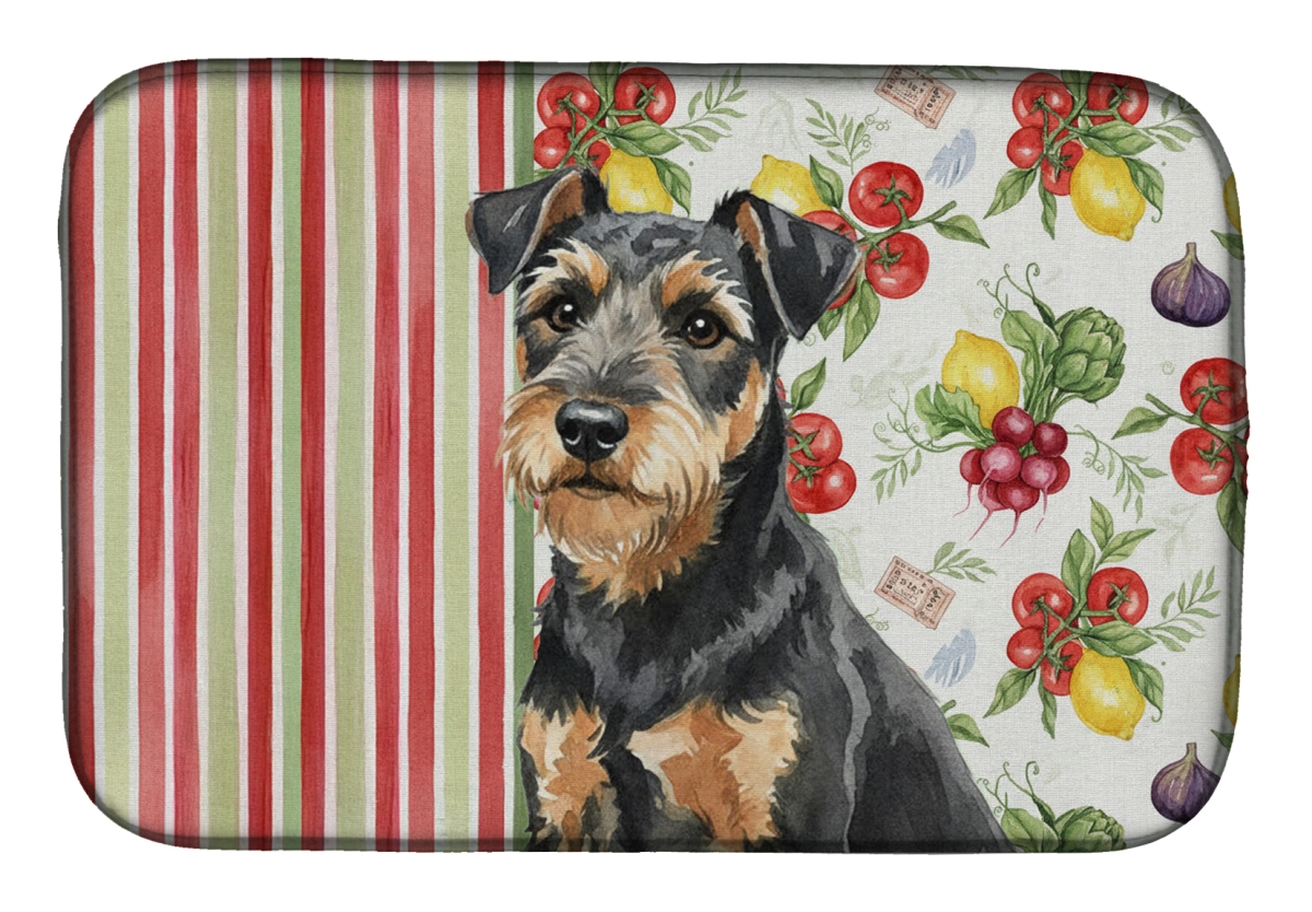 Picture of Carolines Treasures WDK8296DDM 21 x 14 in. Black & Tan Lakeland Terrier Vegetables Dish Drying Mat