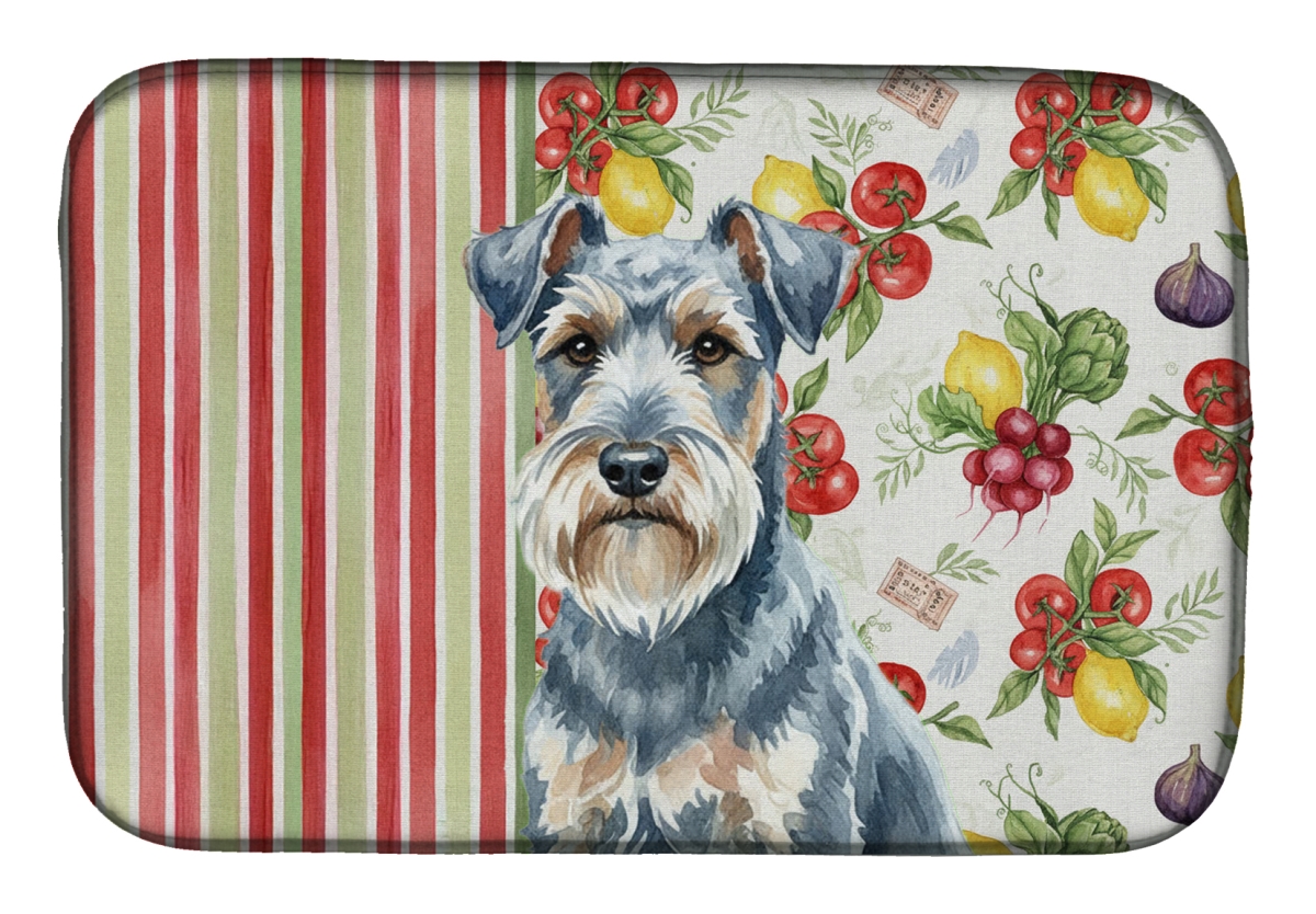 Picture of Carolines Treasures WDK8297DDM 21 x 14 in. Blue Lakeland Terrier Vegetables Dish Drying Mat