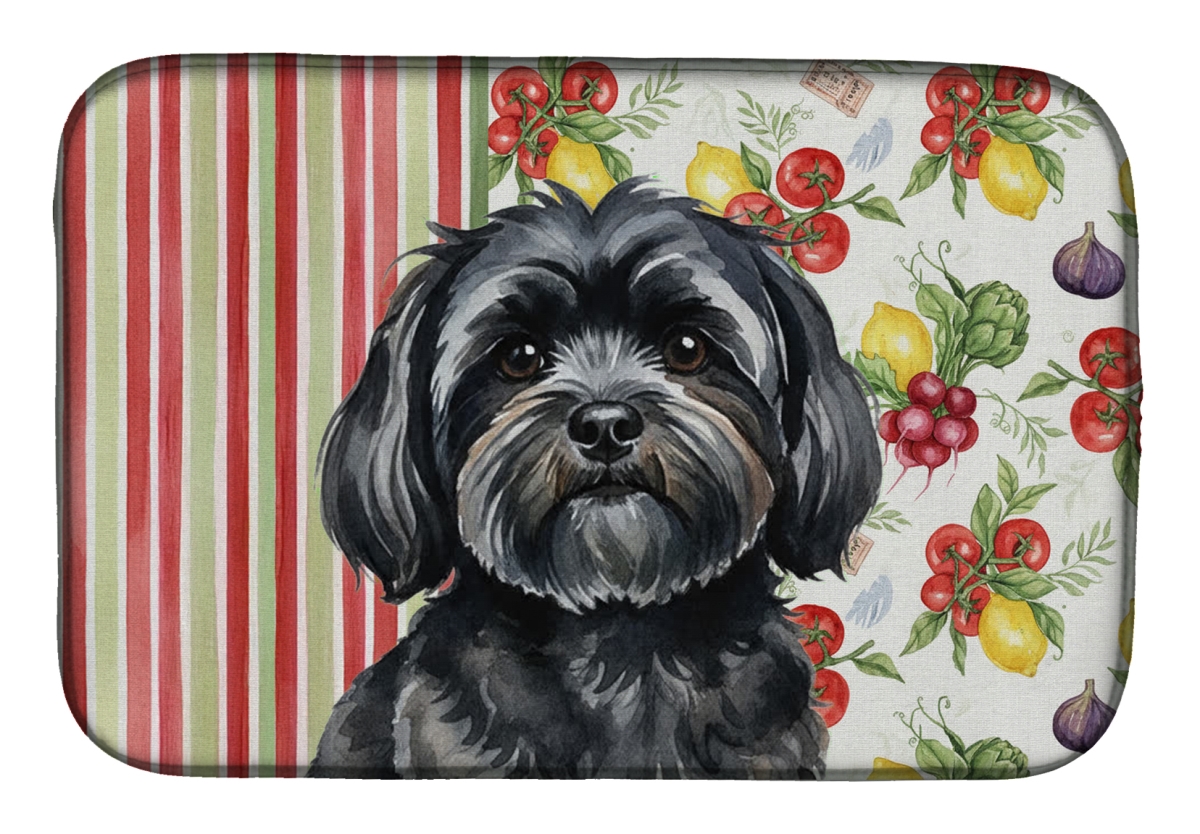 Picture of Carolines Treasures WDK8301DDM 21 x 14 in. Black Lhasa Apso Vegetables Dish Drying Mat
