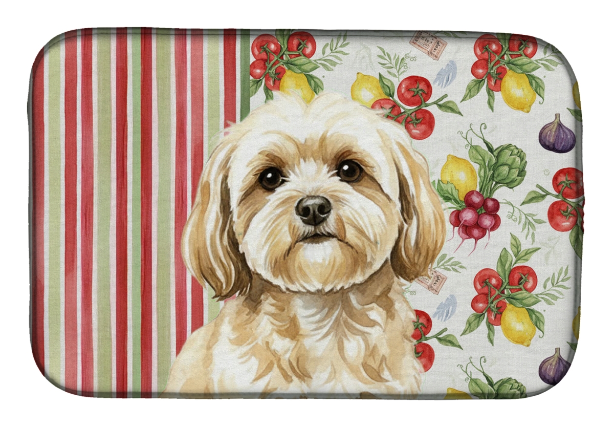 Picture of Carolines Treasures WDK8302DDM 21 x 14 in. Cream Lhasa Apso Vegetables Dish Drying Mat