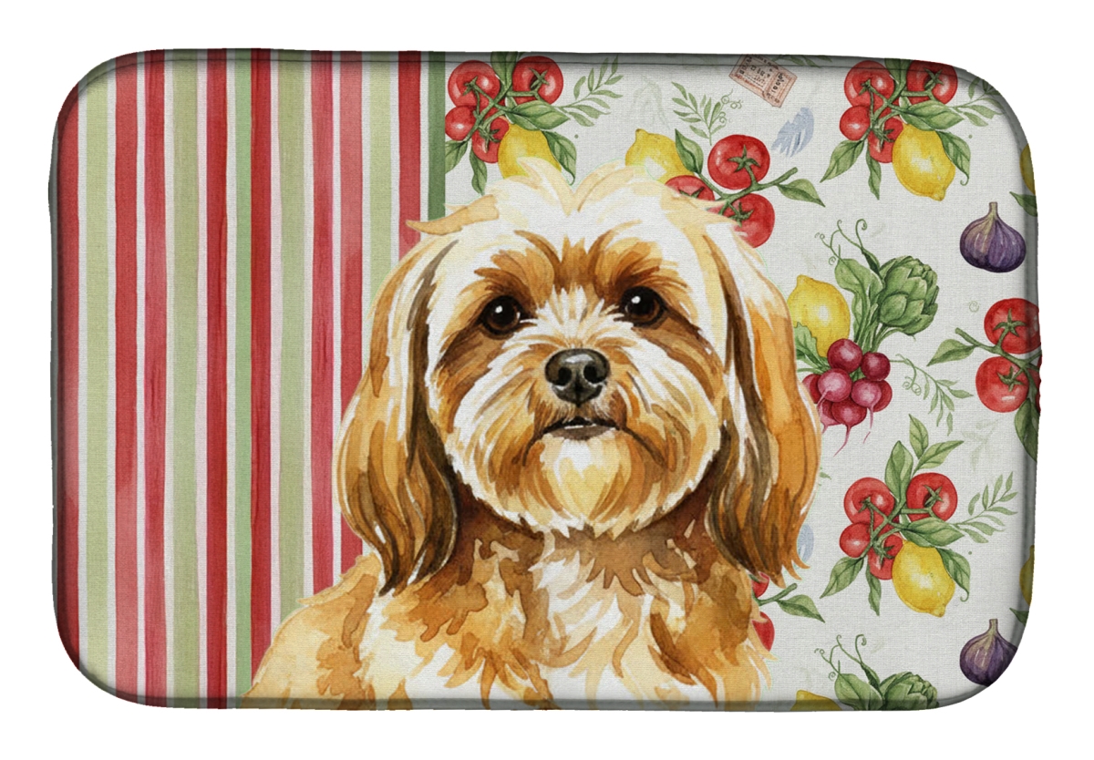 Picture of Carolines Treasures WDK8303DDM 21 x 14 in. Gold Lhasa Apso Vegetables Dish Drying Mat
