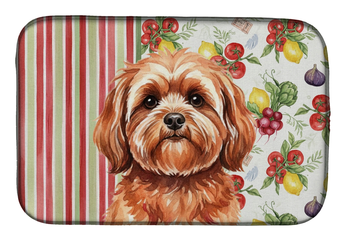 Picture of Carolines Treasures WDK8304DDM 21 x 14 in. Red Lhasa Apso Vegetables Dish Drying Mat