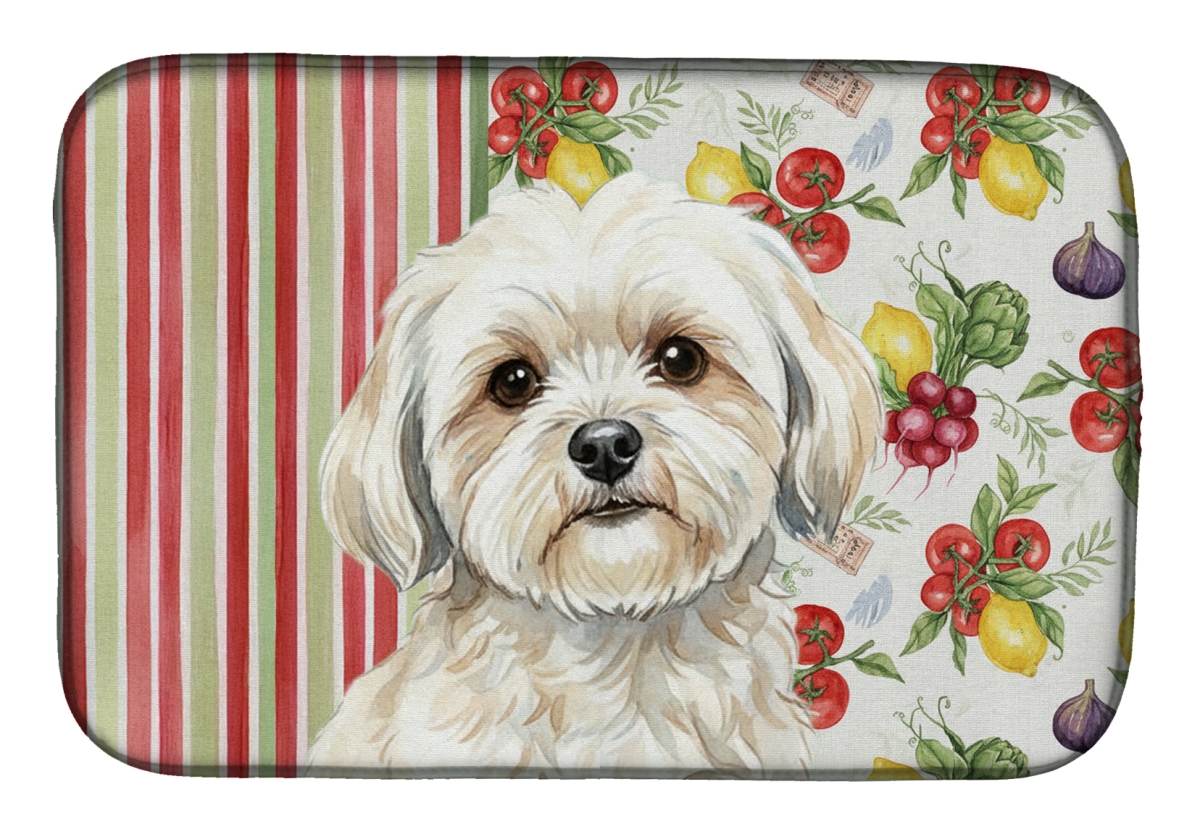 Picture of Carolines Treasures WDK8305DDM 21 x 14 in. White Lhasa Apso Vegetables Dish Drying Mat