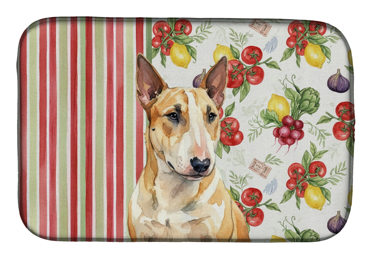 Picture of Carolines Treasures WDK8311DDM 21 x 14 in. Miniature Bull Terrier Vegetables Dish Drying Mat