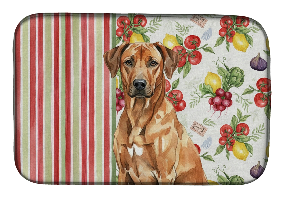 Picture of Carolines Treasures WDK8386DDM 21 x 14 in. Rhodesian Ridgeback Vegetables Dish Drying Mat