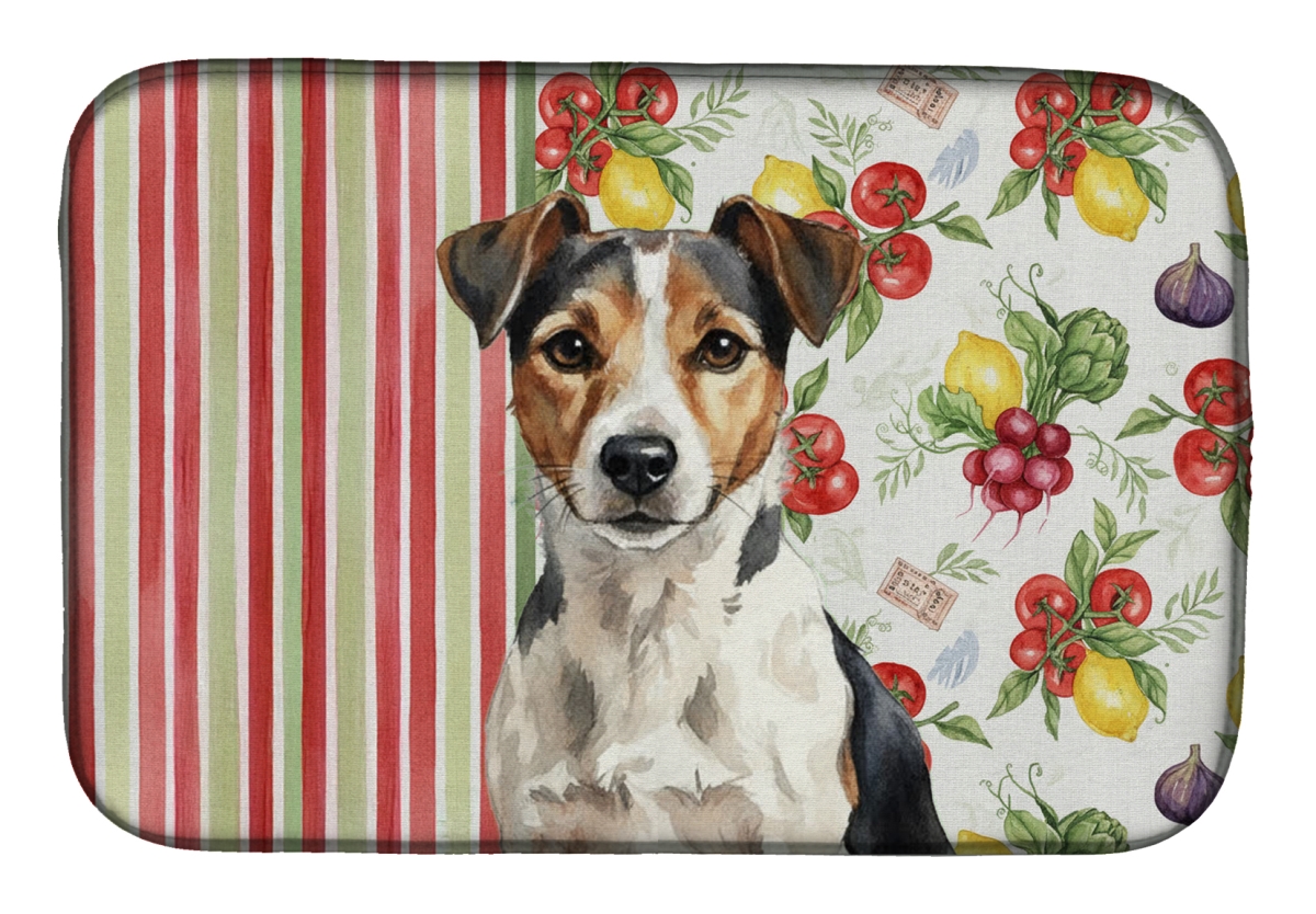 Picture of Carolines Treasures WDK8388DDM 21 x 14 in. Tricolor Russell Terrier Vegetables Dish Drying Mat