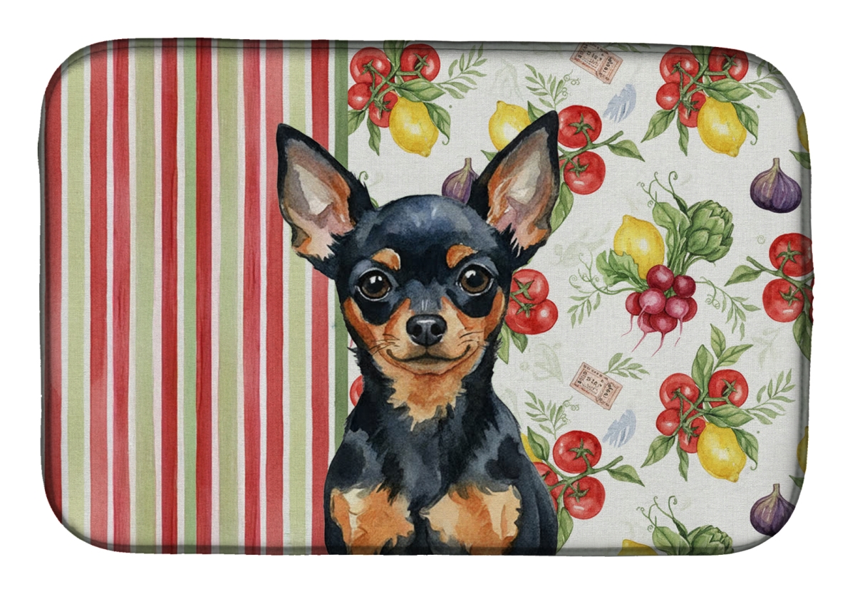 Picture of Carolines Treasures WDK8391DDM 21 x 14 in. Black & Tan Russian Toy Vegetables Dish Drying Mat