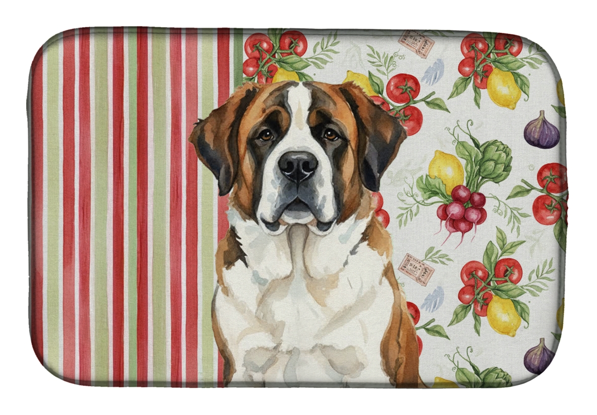 Picture of Carolines Treasures WDK8392DDM 21 x 14 in. Brindle & White Saint Bernard Vegetables Dish Drying Mat