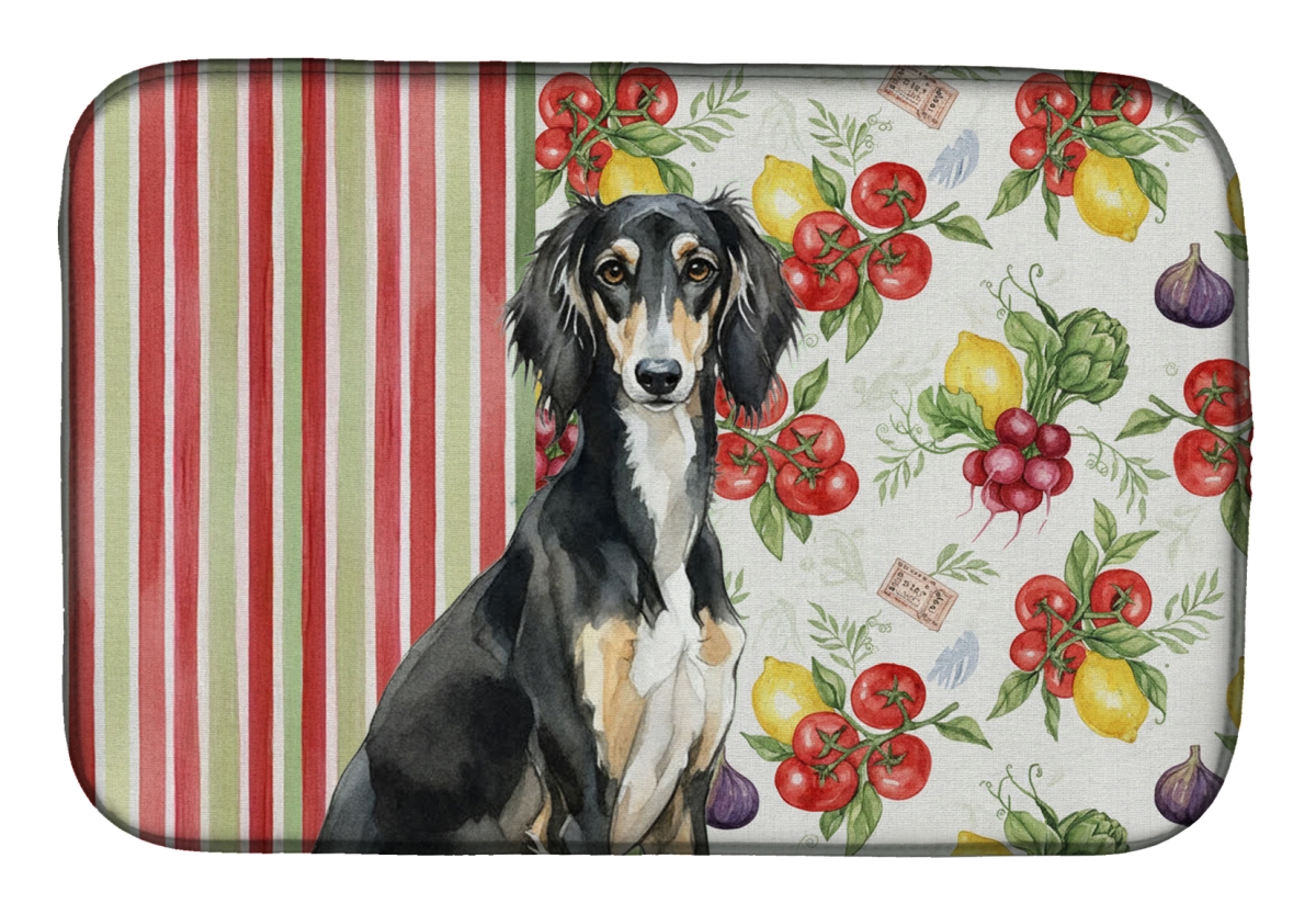 Picture of Carolines Treasures WDK8394DDM 21 x 14 in. Black & Tan Saluki Vegetables Dish Drying Mat