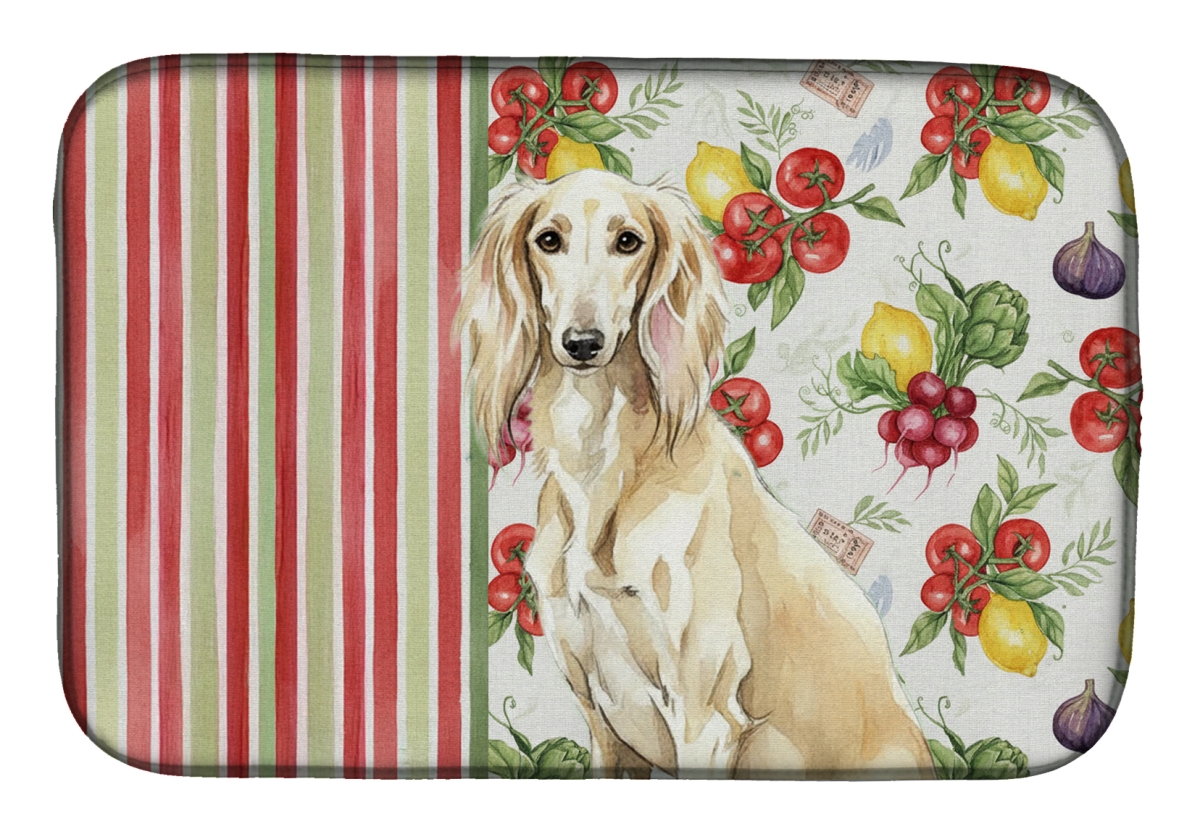 Picture of Carolines Treasures WDK8395DDM 21 x 14 in. Cream Saluki Vegetables Dish Drying Mat