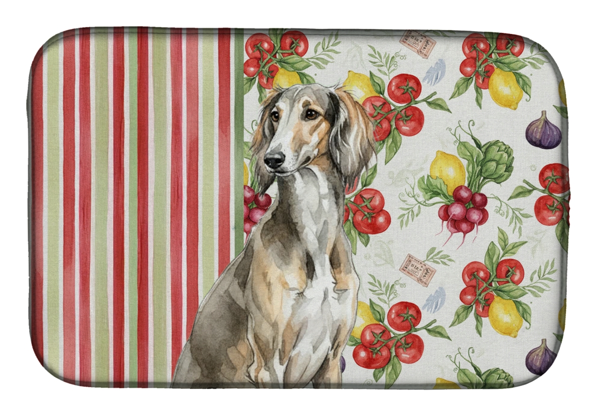 Picture of Carolines Treasures WDK8396DDM 21 x 14 in. Grizzle Saluki Vegetables Dish Drying Mat