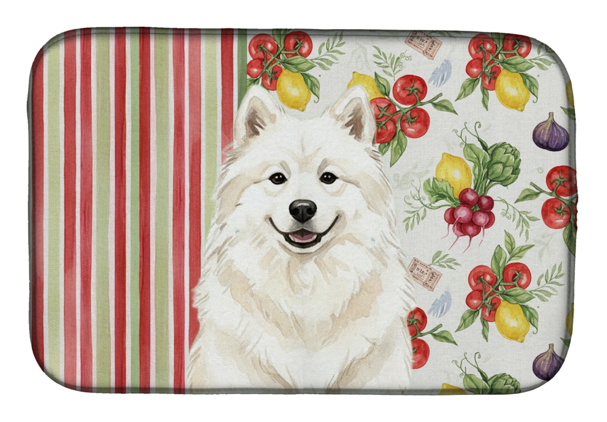 Picture of Carolines Treasures WDK8398DDM 21 x 14 in. Cream Samoyed Vegetables Dish Drying Mat