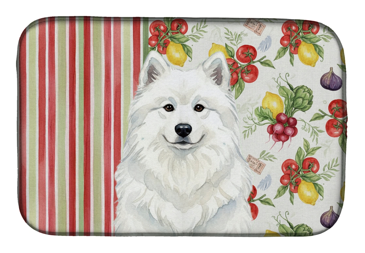 Picture of Carolines Treasures WDK8399DDM 21 x 14 in. White Samoyed Vegetables Dish Drying Mat