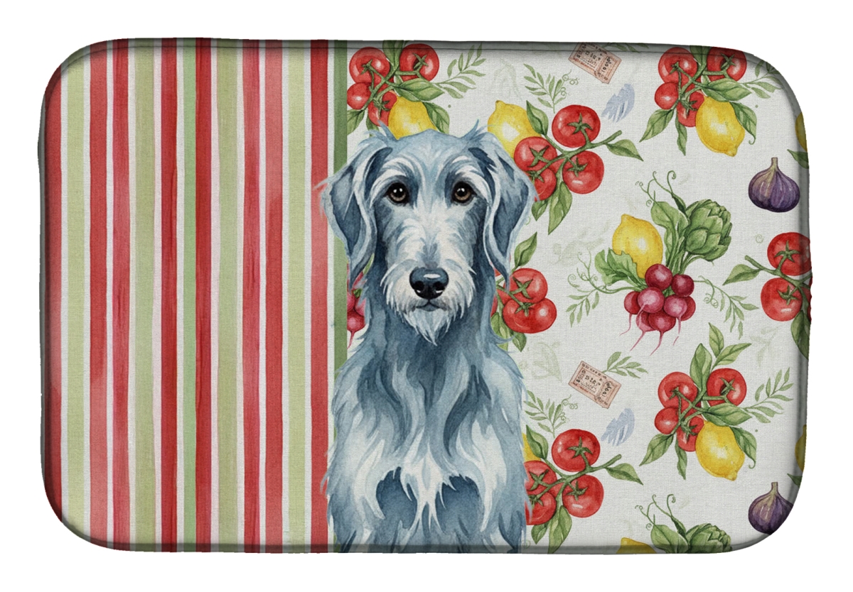 Picture of Carolines Treasures WDK8402DDM 21 x 14 in. Blue-Gray Scottish Deerhound Vegetables Dish Drying Mat