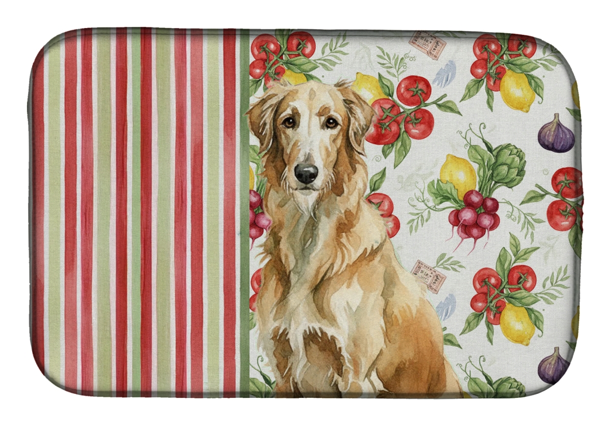 Picture of Carolines Treasures WDK8404DDM 21 x 14 in. Wheaten Scottish Deerhound Vegetables Dish Drying Mat