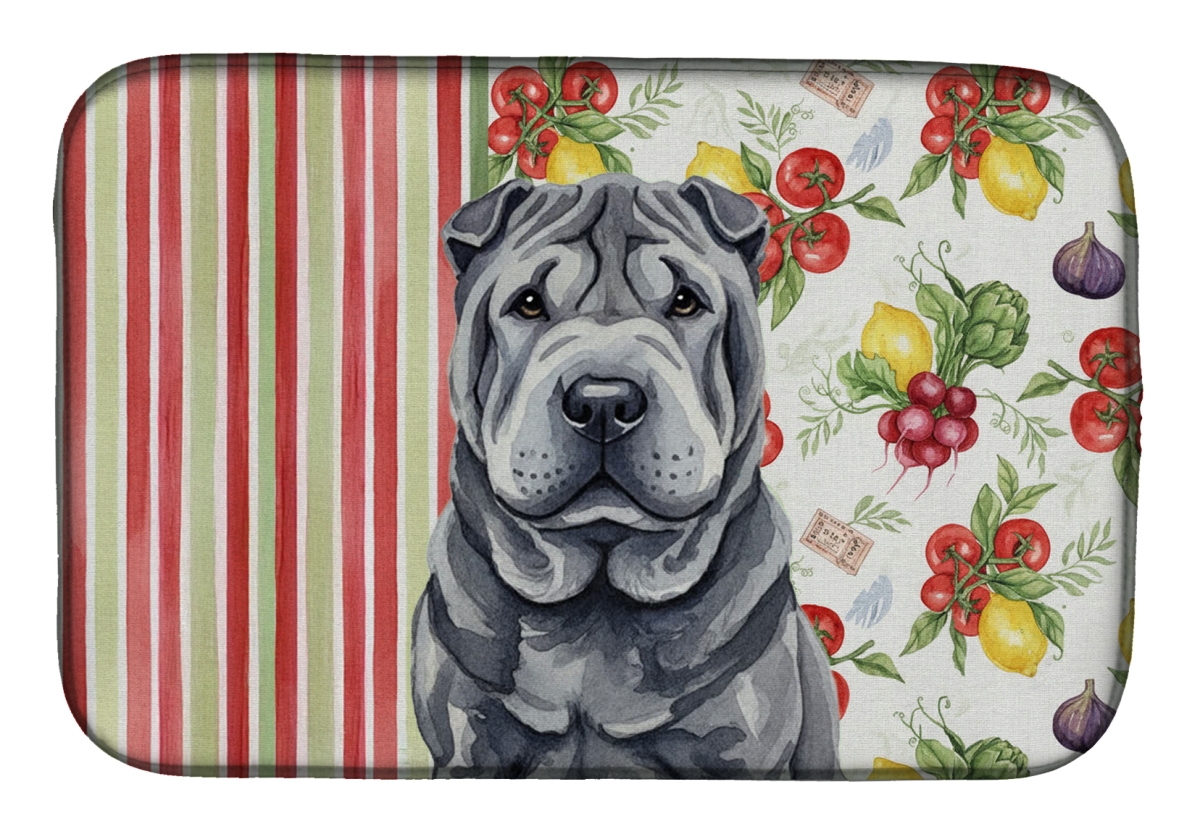 Picture of Carolines Treasures WDK8407DDM 21 x 14 in. Black Shar Pei Vegetables Dish Drying Mat