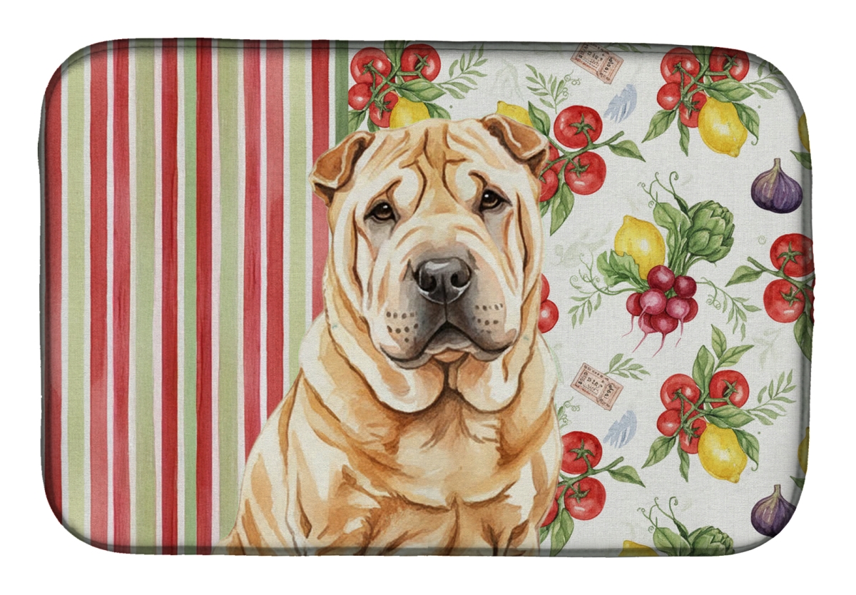 Picture of Carolines Treasures WDK8409DDM 21 x 14 in. Red Shar Pei Vegetables Dish Drying Mat