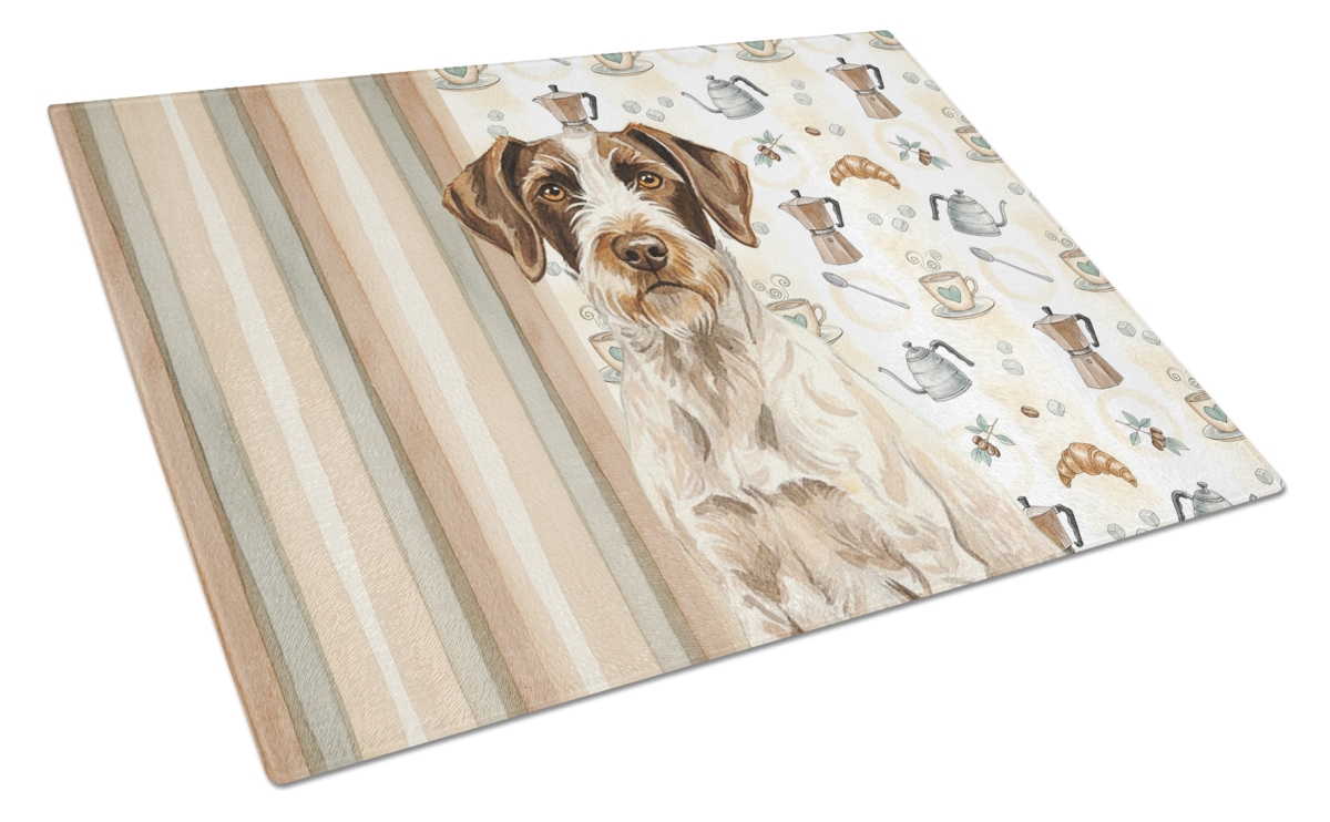 WDK7449LCB 11.25 x 15.25 in. Liver & White German Wirehaired Pointer Coffee Bar Glass Cutting Board