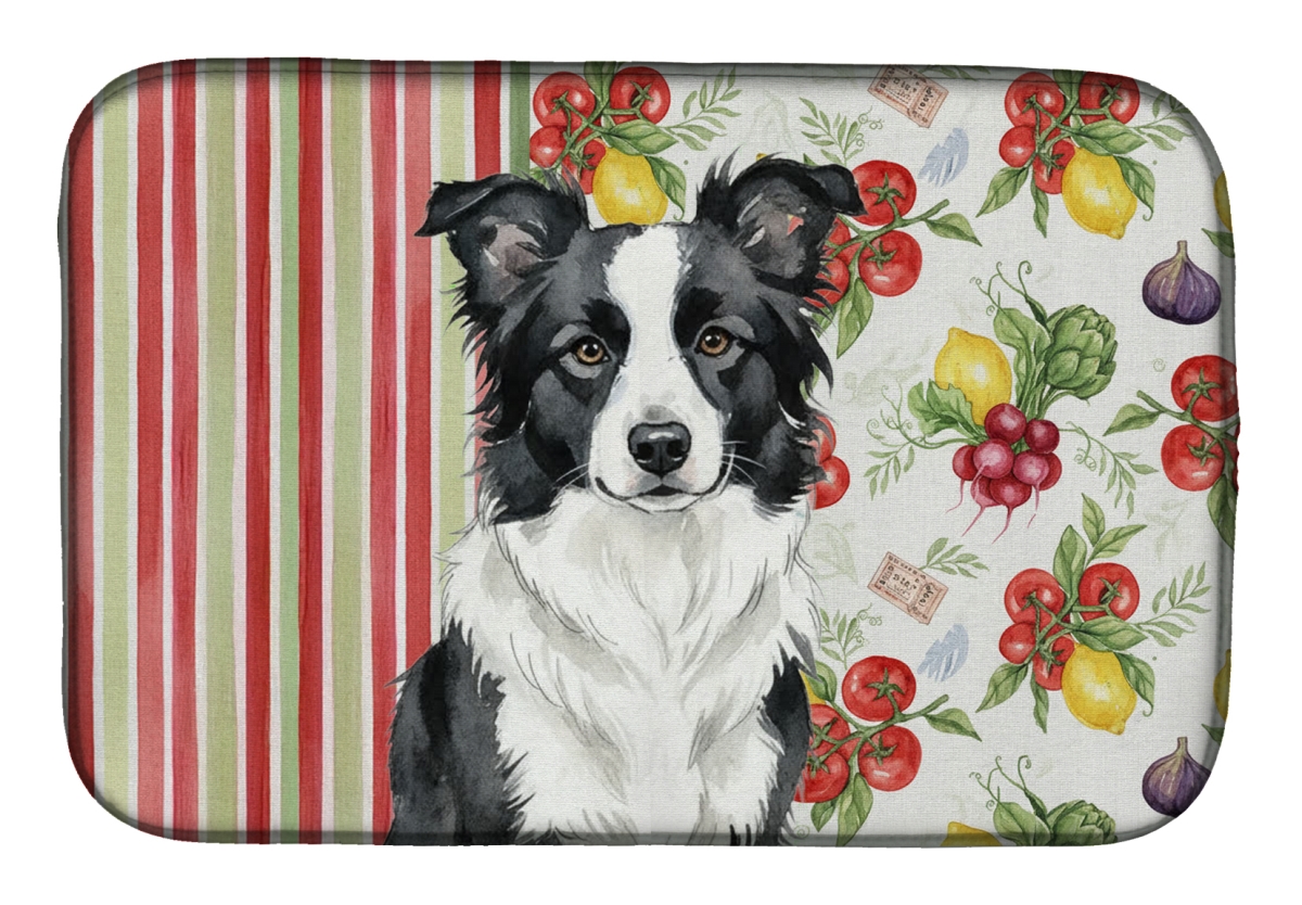 Picture of Carolines Treasures WDK8123DDM 21 x 14 in. Border Collie Vegetables Dish Drying Mat