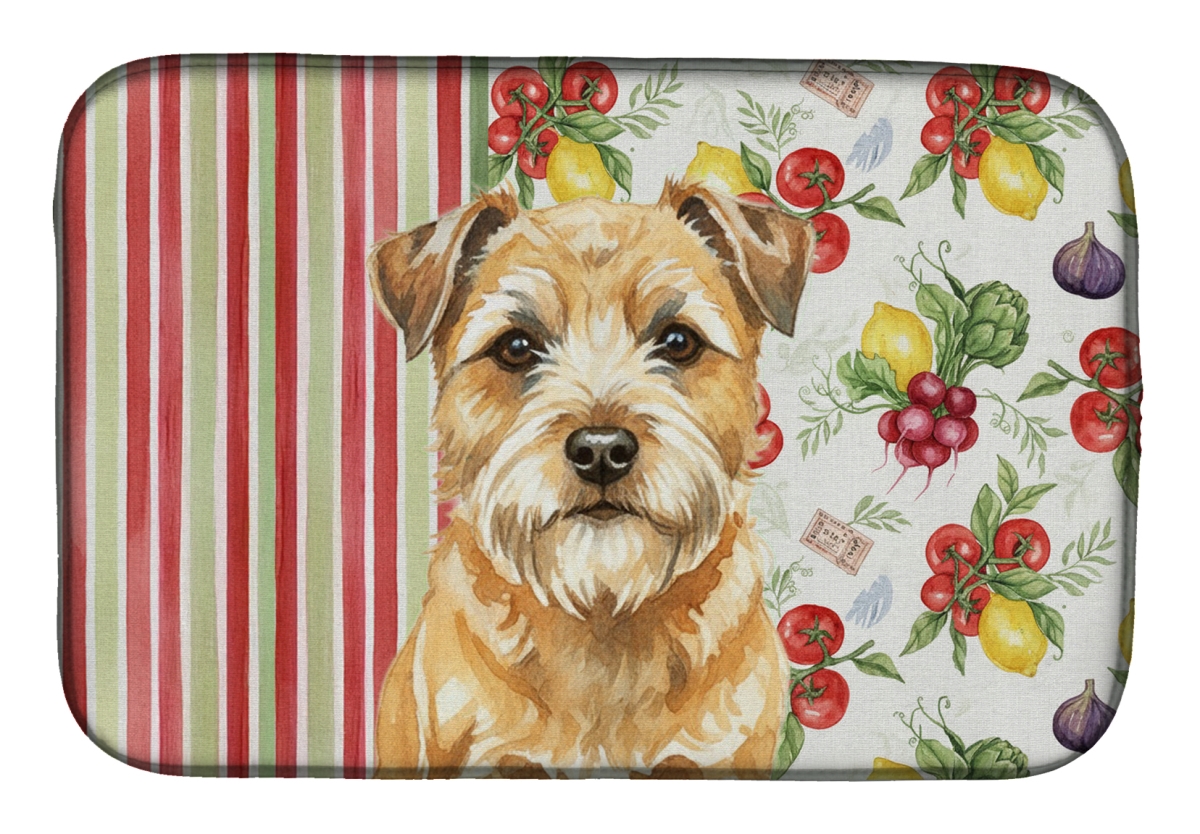 Picture of Carolines Treasures WDK8128DDM 21 x 14 in. Wheaten Border Terrier Vegetables Dish Drying Mat