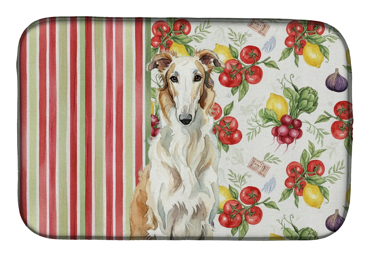 Picture of Carolines Treasures WDK8130DDM 21 x 14 in. Borzoi Vegetables Dish Drying Mat