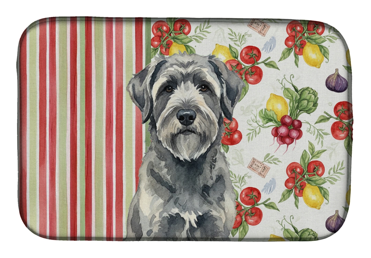 Picture of Carolines Treasures WDK8135DDM 21 x 14 in. Gray Bouvier Des Flandres Vegetables Dish Drying Mat