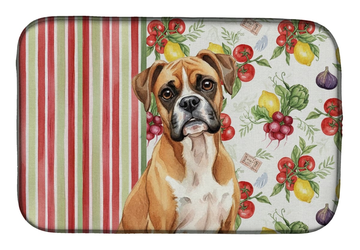 Picture of Carolines Treasures WDK8136DDM 21 x 14 in. Boxer Vegetables Dish Drying Mat