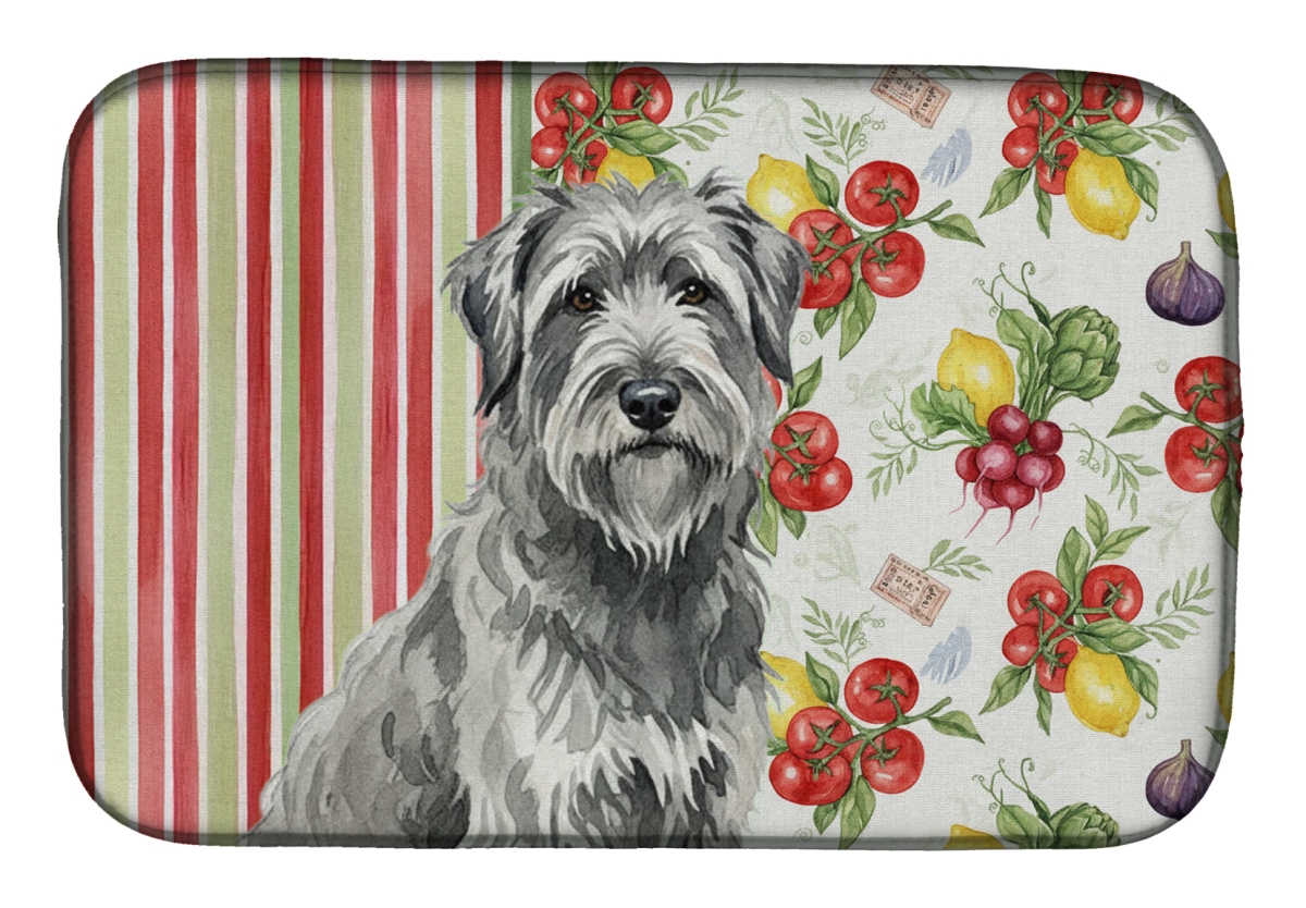Picture of Carolines Treasures WDK8141DDM 21 x 14 in. Gray Briard Vegetables Dish Drying Mat