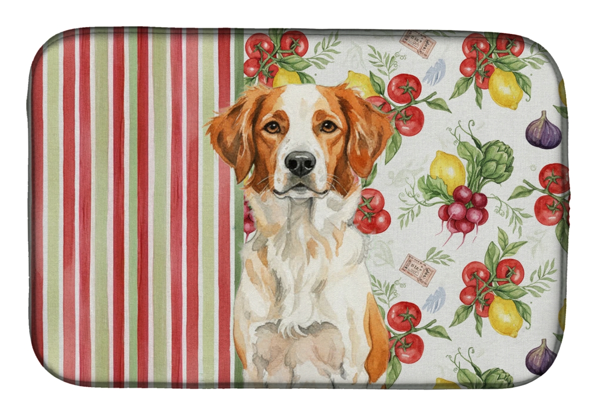 Picture of Carolines Treasures WDK8144DDM 21 x 14 in. Orange & White Brittany Vegetables Dish Drying Mat