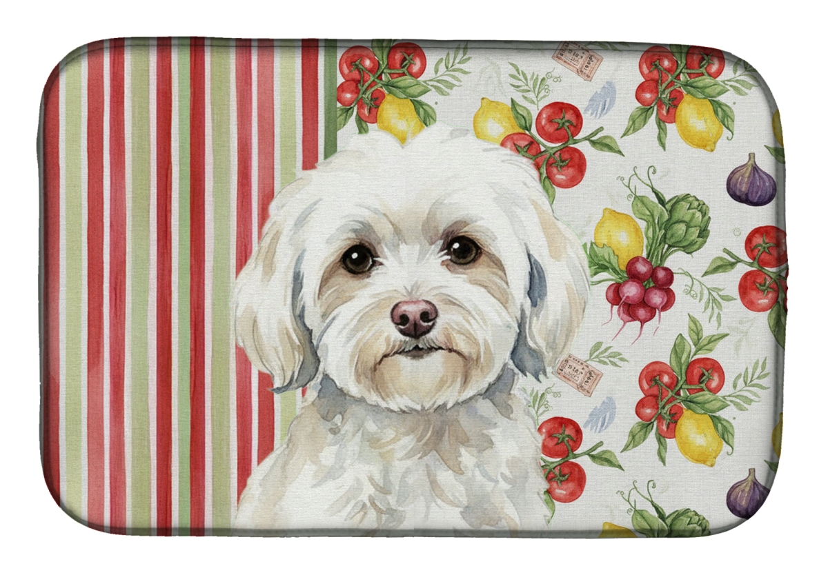 Picture of Carolines Treasures WDK8270DDM 21 x 14 in. White Havanese Vegetables Dish Drying Mat
