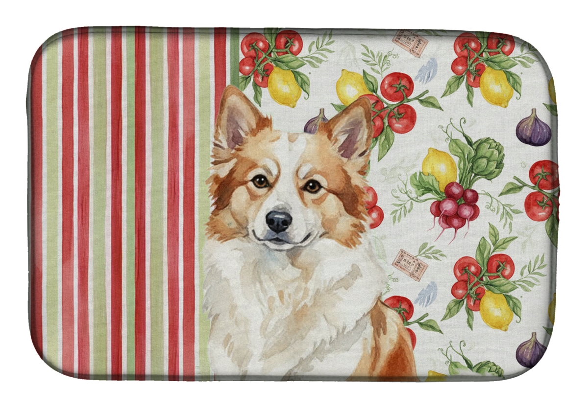 Picture of Carolines Treasures WDK8271DDM 21 x 14 in. Tan Icelandic Sheepdog Vegetables Dish Drying Mat
