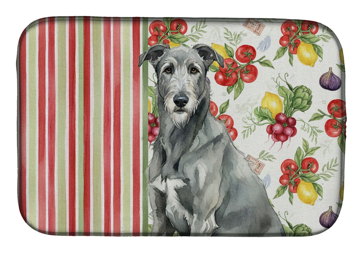 Picture of Carolines Treasures WDK8275DDM 21 x 14 in. Gray Irish Wolfhound Vegetables Dish Drying Mat