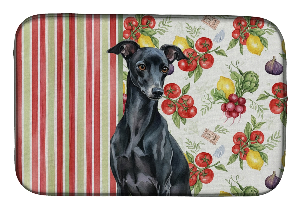 Picture of Carolines Treasures WDK8277DDM 21 x 14 in. Black Italian Greyhound Vegetables Dish Drying Mat